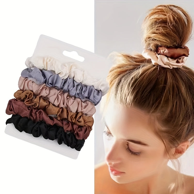 6pcs Women Solid Color Hair Tie