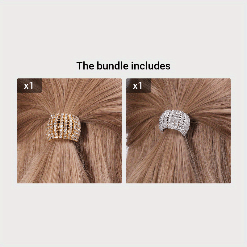 2pcs/1pc Rhinestone Hair Cuff Tie Glitter Hair Rope
