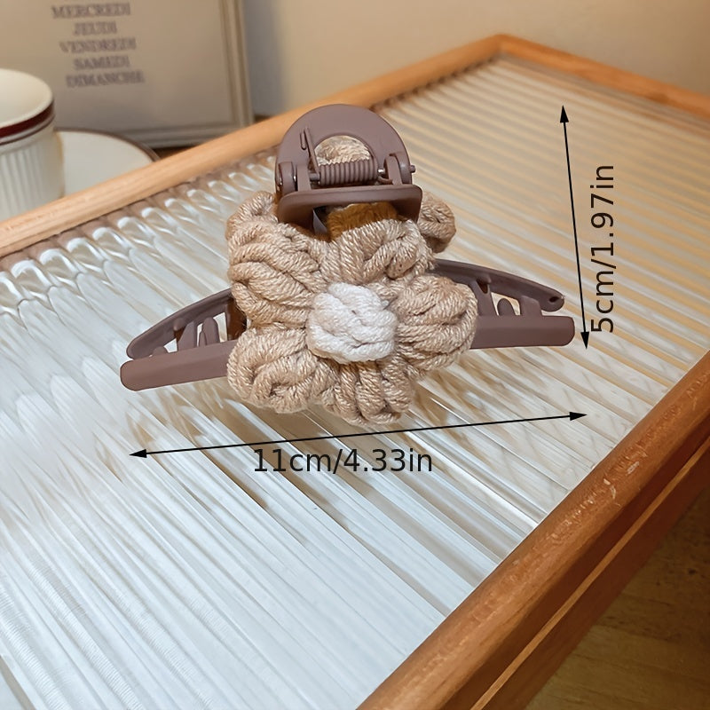 2pcs Knitted Floral Hair Claw Clip