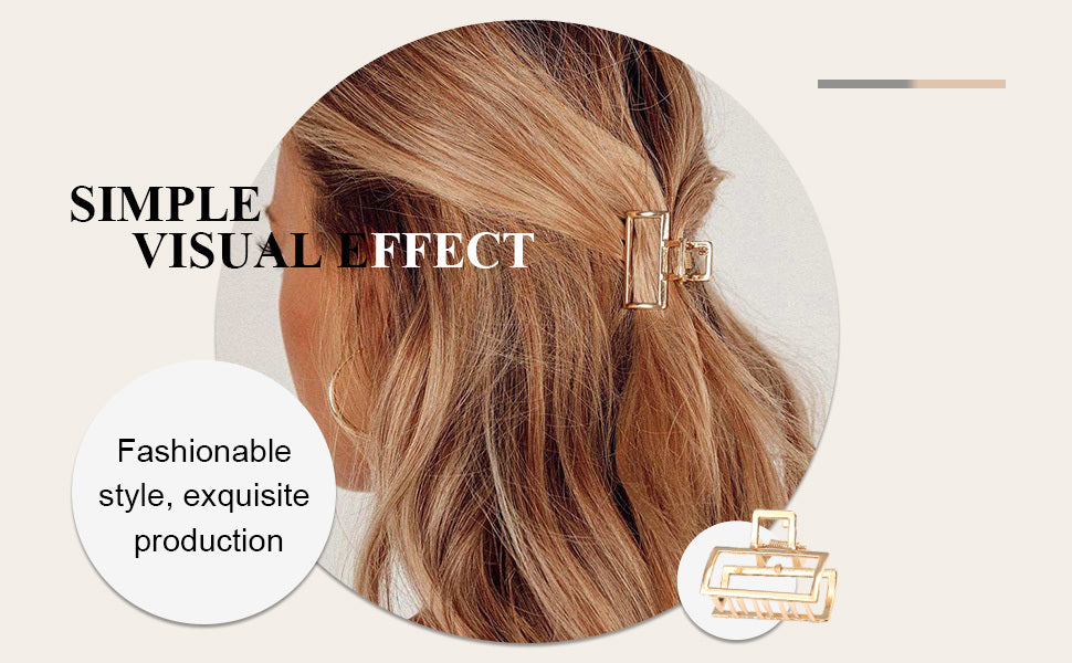 Alloy Golden Hair Claw Clip Non-Slip Strong Hold Grip