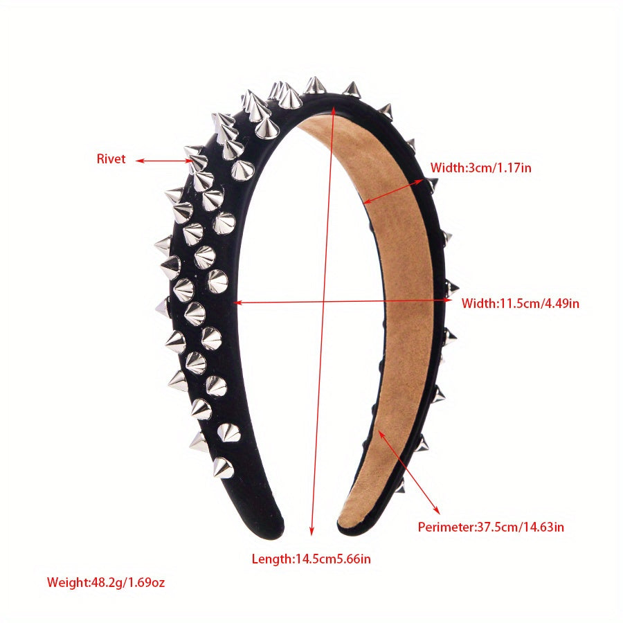 Punk Hair Band Full Rivet Hair Hoops Wide BrimmedHead Hoop Women Hair Accessories