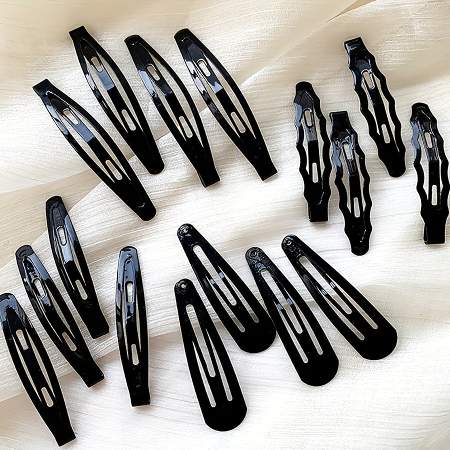 12pcs Black Hair Clip Non-slip Metal Clip Hair Accessories For Girls