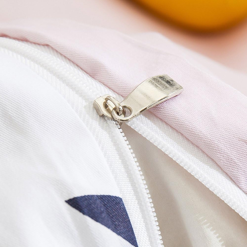 Soft Cartoon Floral Bedding Aesthetic Girls Duvet Cover Full Queen Pink Cotton Floral Comforter Cover for Toddler Women Kids Teen Bed Reversible Shabby Chic Flower Kawaii Bedding, No Comforter