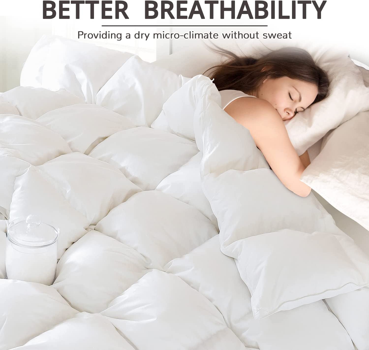 Winter down Comforter Twin Size,Heavyweight Duvet Insert with 8 Corner Tabs,Noiseless Soft Shell,Machine Washable,White