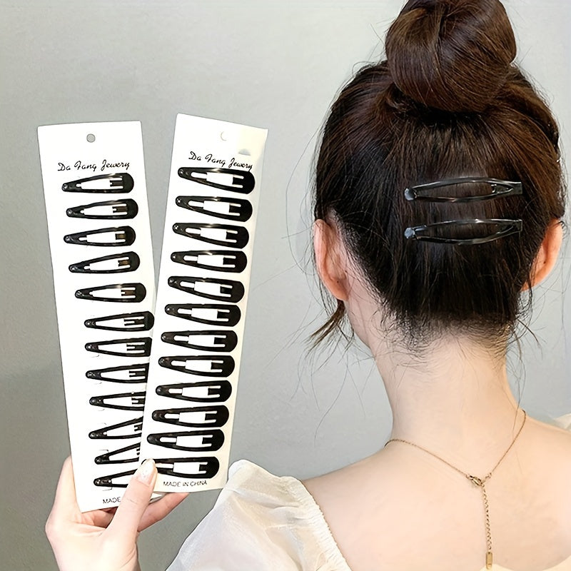 12pcs Black Hair Clip Non-slip Metal Clip Hair Accessories For Girls