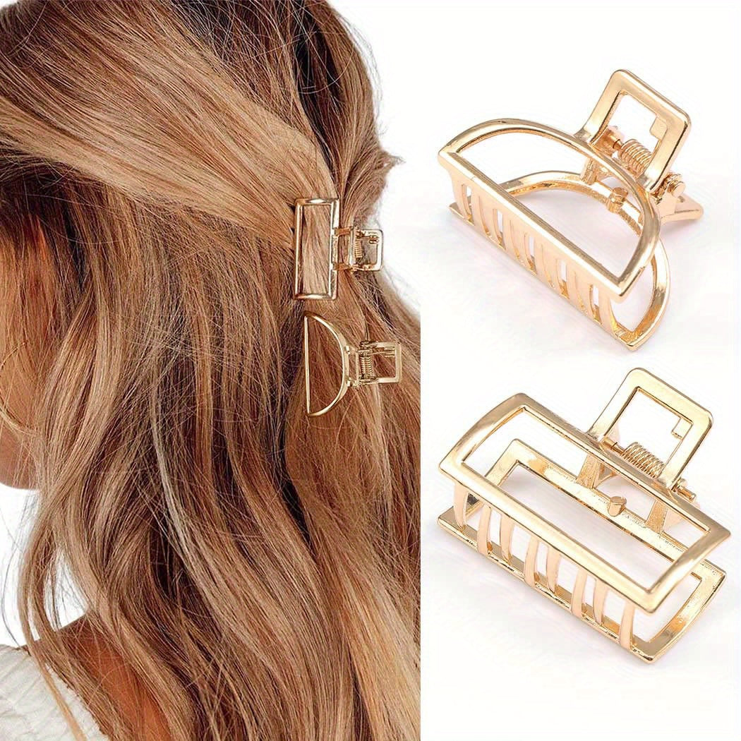 Alloy Golden Hair Claw Clip Non-Slip Strong Hold Grip