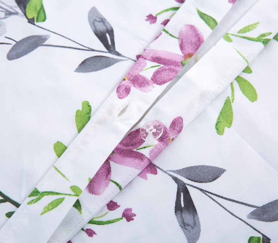 Yellow/Lilac/Green Floral Fabric Duvet Cover Set