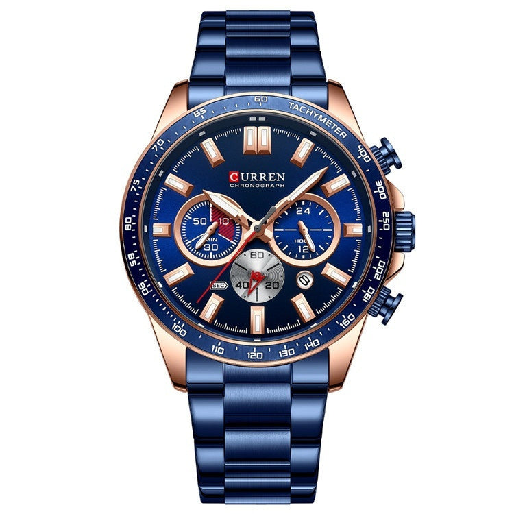 urable Men’s Quartz Timepiece – Waterproof, Calendar, Steel Bracelet