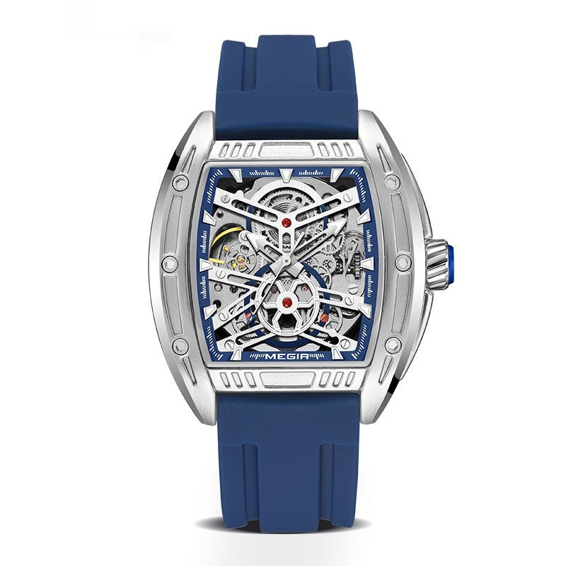 Luxury Wine Barrel Men’s Mechanical Watch – Sporty Silicone Band