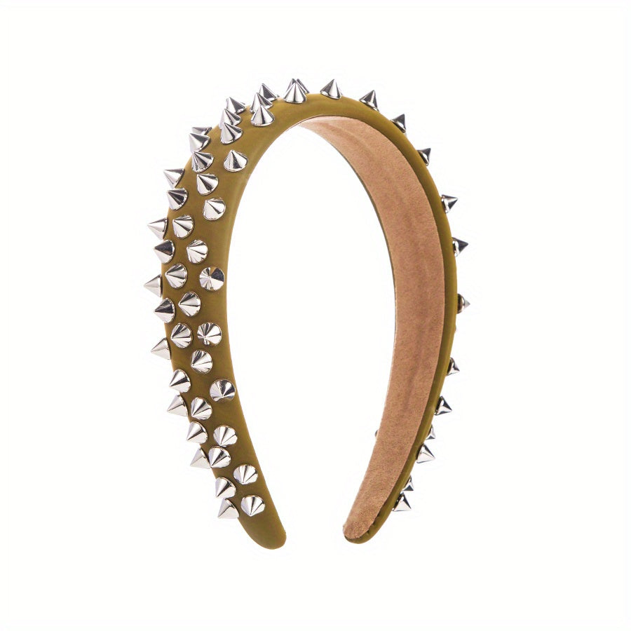 Punk Hair Band Full Rivet Hair Hoops Wide BrimmedHead Hoop Women   Hair Accessories