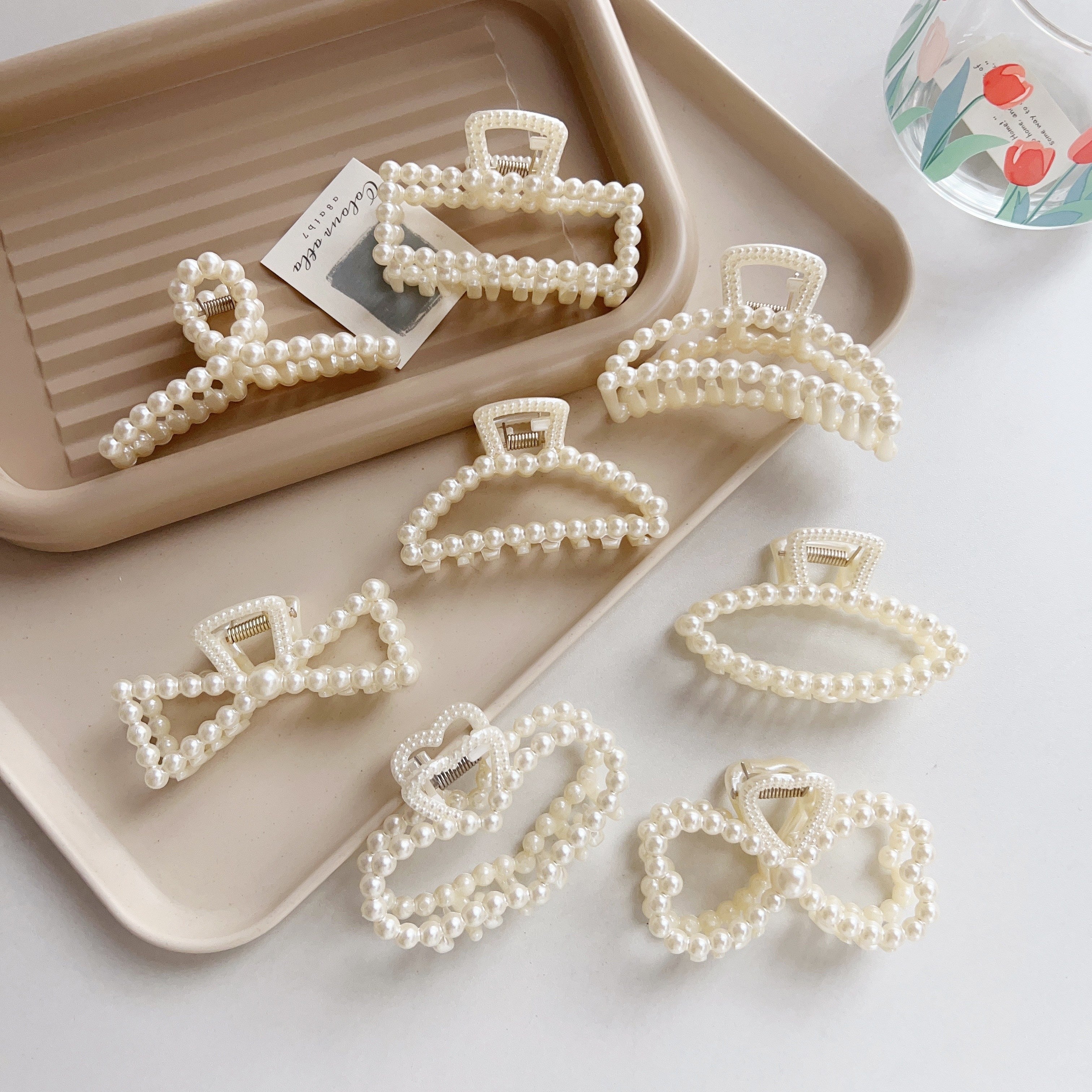 8pcs Elegant Imitation Pearl Hair Clip Set