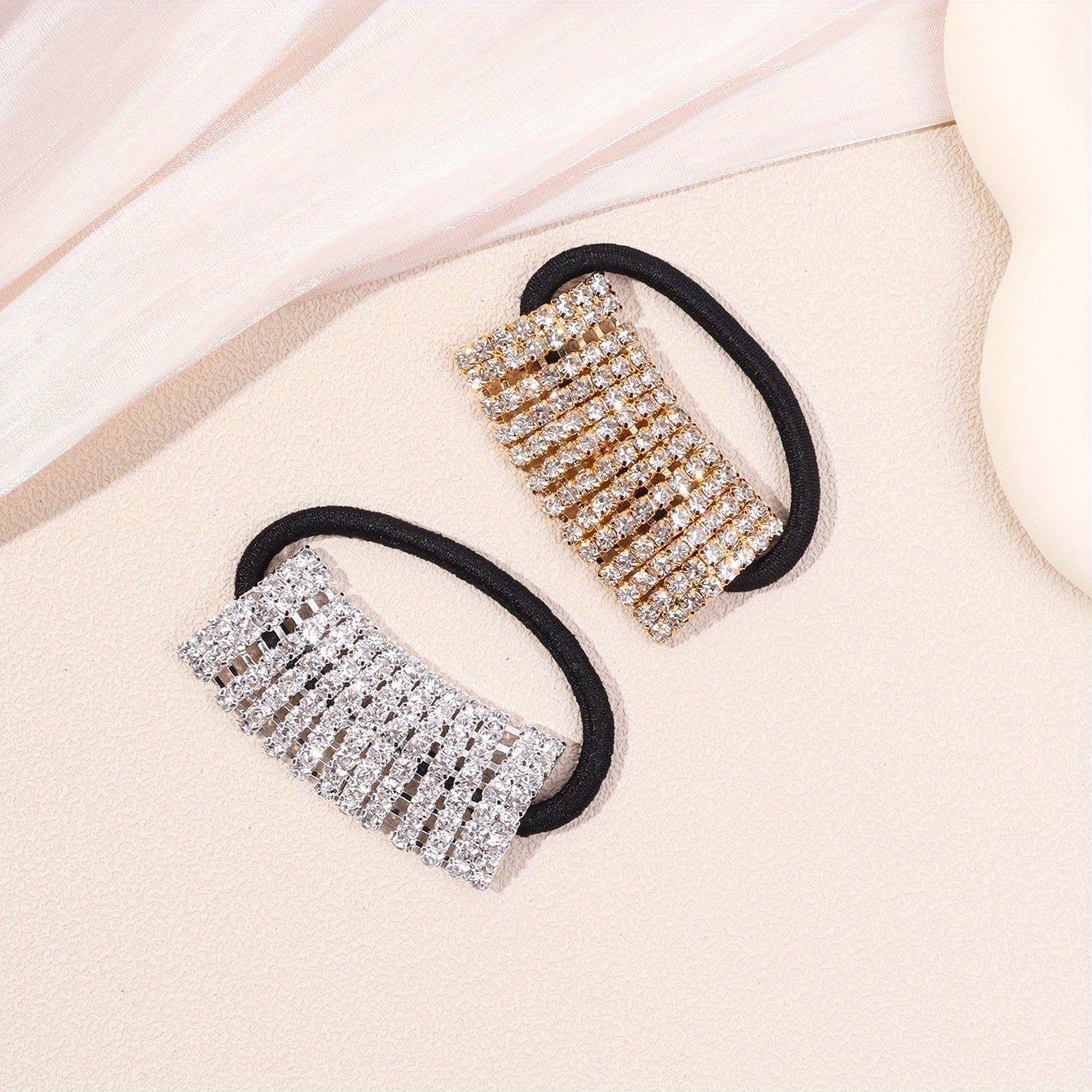 2pcs/1pc Rhinestone Hair Cuff Tie Glitter Hair Rope