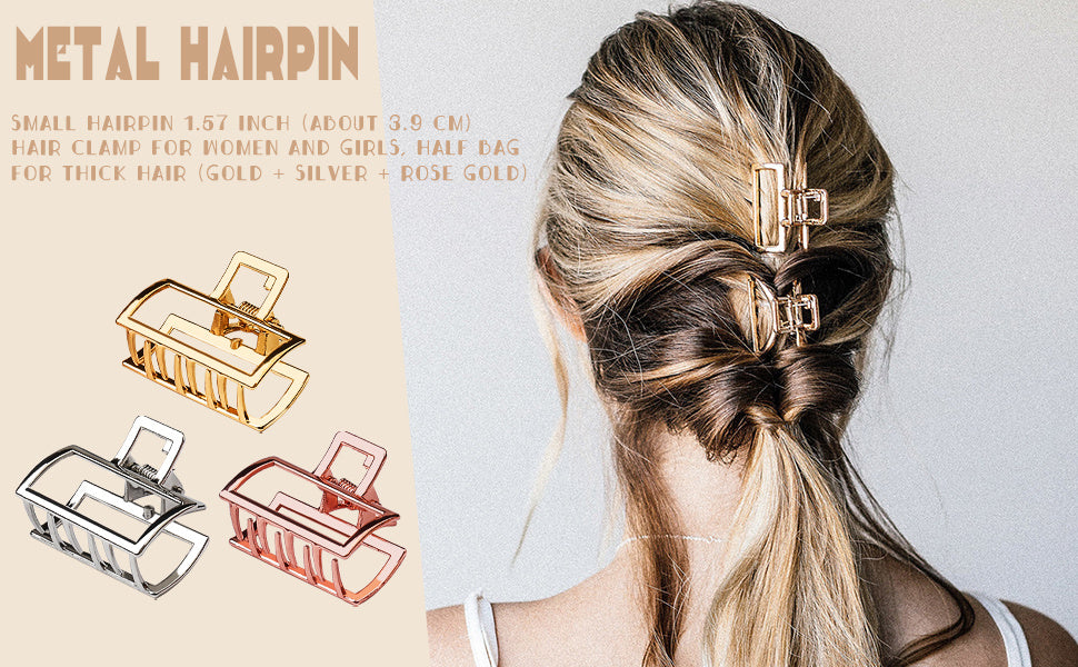 Alloy Golden Hair Claw Clip Non-Slip Strong Hold Grip