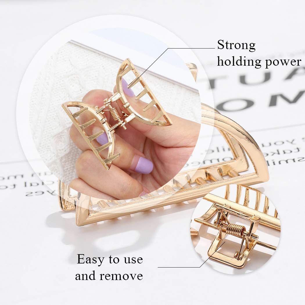 Alloy Golden Hair Claw Clip Non-Slip Strong Hold Grip