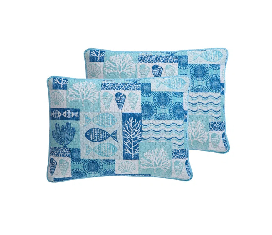 Pinsonic Patchwork 3-Piece Sea Life Reversible Quilt Set