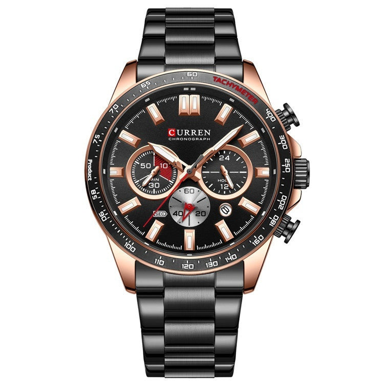 urable Men’s Quartz Timepiece – Waterproof, Calendar, Steel Bracelet
