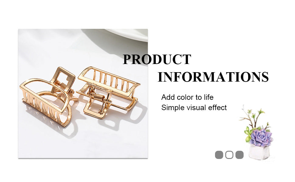 Alloy Golden Hair Claw Clip Non-Slip Strong Hold Grip