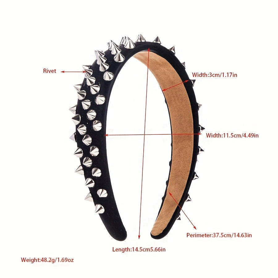Punk Hair Band Full Rivet Hair Hoops Wide BrimmedHead Hoop Women   Hair Accessories