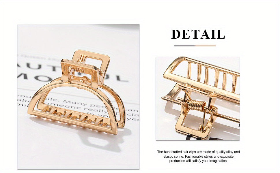 Alloy Golden Hair Claw Clip Non-Slip Strong Hold Grip