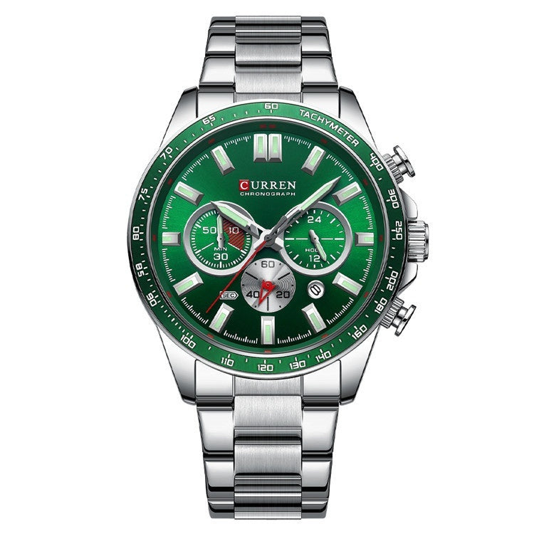 urable Men’s Quartz Timepiece – Waterproof, Calendar, Steel Bracelet