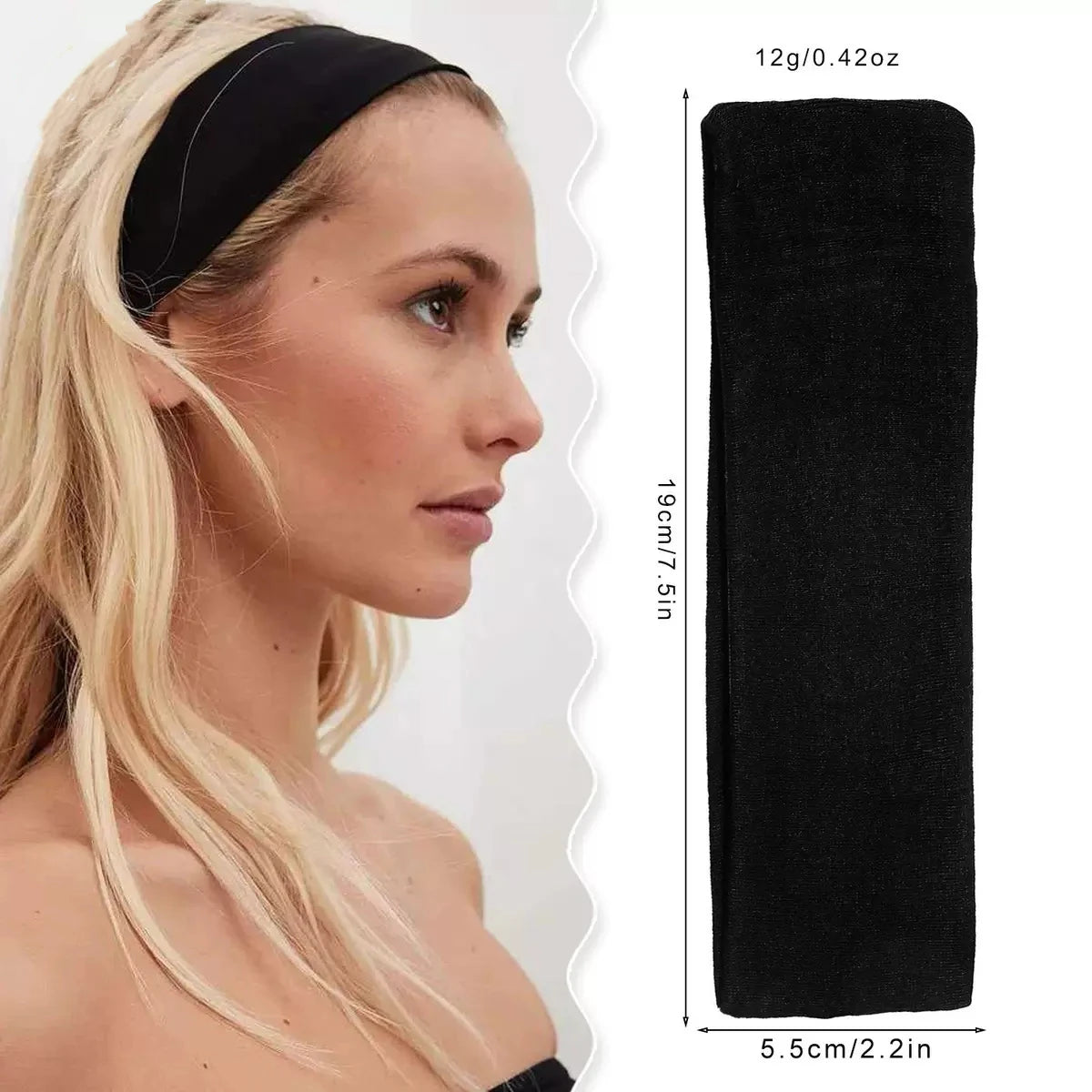 1 Pcs Black Headbands for Women No Slip Soft Hair