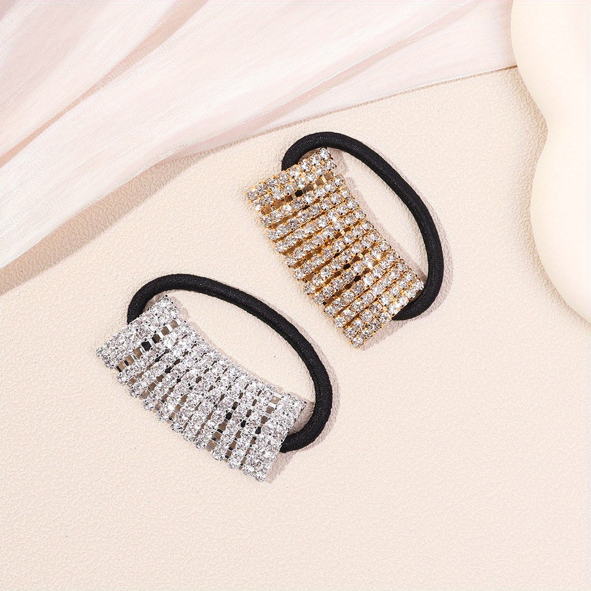 2pcs/1pc Rhinestone Hair Cuff Tie Glitter Hair Rope