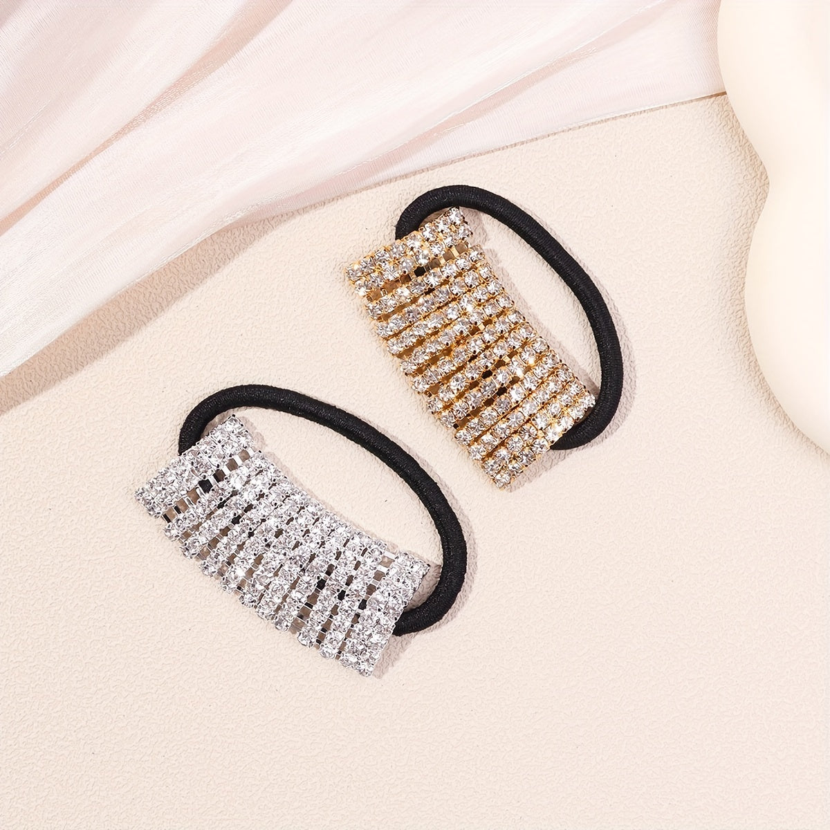 2pcs/1pc Rhinestone Hair Cuff Tie Glitter Hair Rope